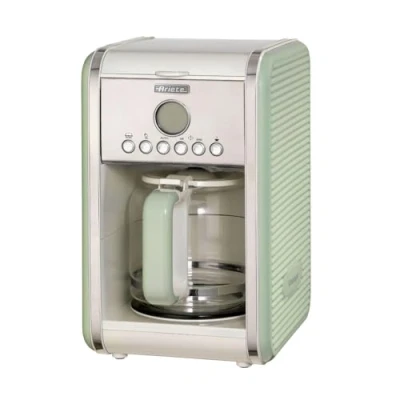 Obrázek Ariete Kávovar Vintage 1342 Retro Americano, karafa z tvrzeného skla, až 12 šálků, 24hodinový časovač, automatické vypnutí, funkce anti Drip, vyhřívaná deska, objem 1,5 l, 2000 W, zelený