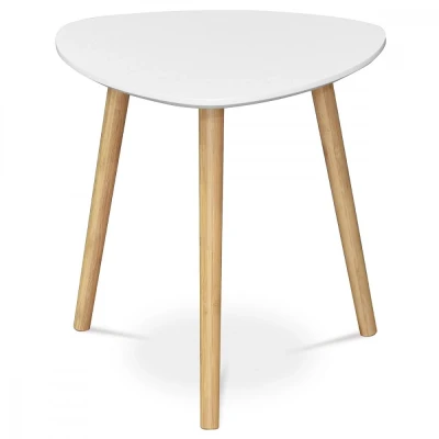 Obrázek Stůl konferenční 40x40x40 cm, MDF bílá deska, nohy bambus přírodní odstín AF 1132 WT