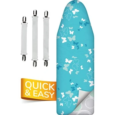 Obrázek Super Soft 5vrstvý potah na žehlicí prkno Turbo 120 x 45, vítěz srovnání, bavlněné polstrování ÖKOTEX, rychlejší s tepelným reflexem, 5 velikostí, EasyFit + upínač, vyrobeno v Evropě, XL plocha