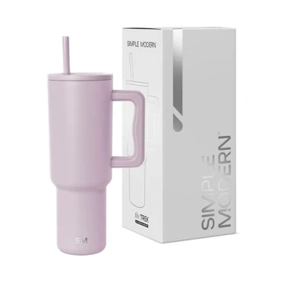 Obrázek Simple Modern hrnek s rukojetí a brčkem na pití Izolovaná láhev vodu z ušlechtilé oceli ledová káva cestovní Dárky pro ženy muže Kolekce Trek 1180 ml Lavender Mist