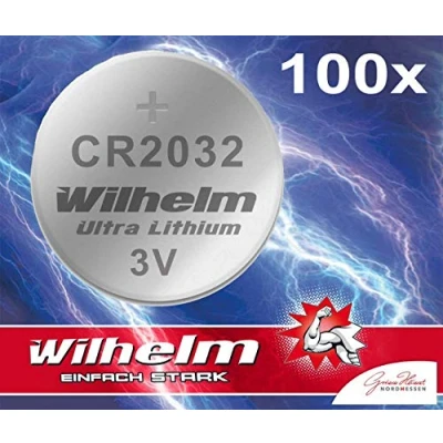 Obrázek 100 x knoflíková baterie CR2032 Wilhelm Lithium 3V CR 2032 průmyslové zboží