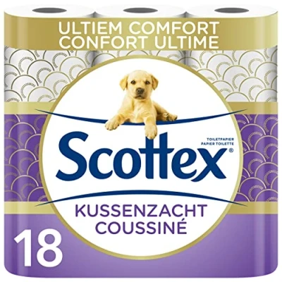 Obrázek Scottex Polstrovaný toaletní papír, 18 rolí, obzvlášť pohodlný a měkký 100% recyklovatelné balení