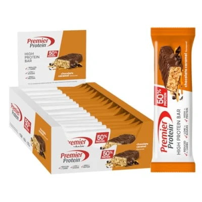 Obrázek Premier Protein High Bar 50% čokoládový karamel 16 x 40 g Low Sugar Carb bez palmového oleje
