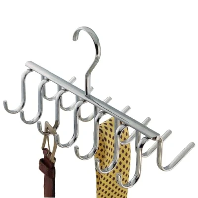 Obrázek iDesign Držák kravaty Axis z pochromovaného kovu se 14 háčky na opasky a kravaty, stříbrný, 25,4 x 12,1 15,2 cm