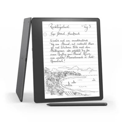 Obrázek Kindle Scribe První pro čtení a psaní, s displejem typu Paperwhite o uhlopříčce 10,2 palců rozlišením 300 ppi, zahrnuje Premium Pen 32 GB