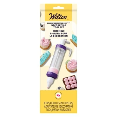 Obrázek Wilton Dessert Decorator Plus nástroj na zdobení dortů, injekční stříkačka dortů s 5 zdobícími trubičkami a 2 adaptéry, zdobidlo dort, dezertní dekoratér průměr 28 x cm
