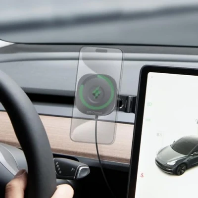 Obrázek Spigen OneTap pro 3 MagSafe držák do auta nabíječka Tesla Model Y Highland 2024 X S, magnetický bezdrátový mobilního telefonu s funkcí nabíjení iPhone 15, 14, 13, 12
