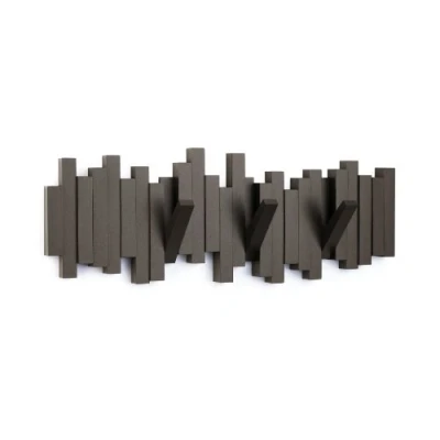 Obrázek háčky na oblečení Umbra Sticks, moderní, jednoduchý a prostorově nenáročný věšák s 5 pohyblivými bundy, kabáty, šály, kabelky další, černá barva