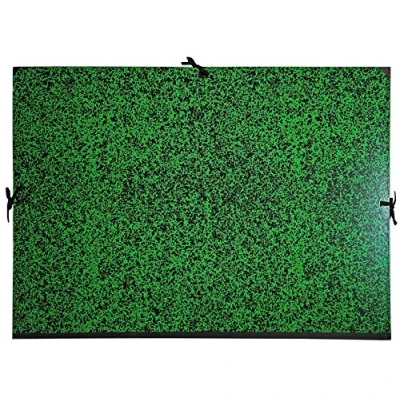 Obrázek Exacompta 533000E desky na kreslení Annonay 50 x 75 cm s látkovým uzávěrem Z extra silného kartonu 3 šířka zad černo zelená mramorovaná ideální pro přepravu a skladování