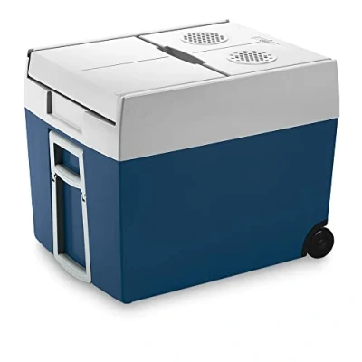 Obrázek Mobicool MT48W AC/DC elektrický chladicí box s kolečky vhodný pro kompletní bednu na nápoje / pivo, 48 litrů, 12 V a 230 auto, nákladní vůz, člun, cestovní vůz zásuvku, modrý