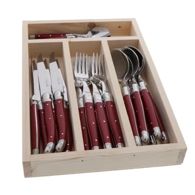 Obrázek Jean Dubost JD07 13152. RED 24 Piece Everyday Flatware Set příbory, ocel, vícebarevné