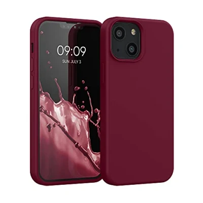 Obrázek kwmobile pouzdro kompatibilní s Apple iPhone 13 Mini silikonové na mobil měkký povrch bezdrátové nabíjení červená rebarbora