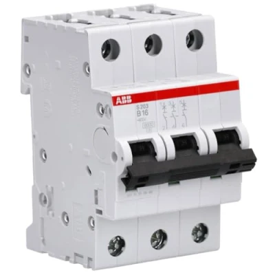 Obrázek ABB S200 MCB jistič vedení typ B, 3pólový 16A 400V, vypínací schopnost 6 kA System Pro M Compact