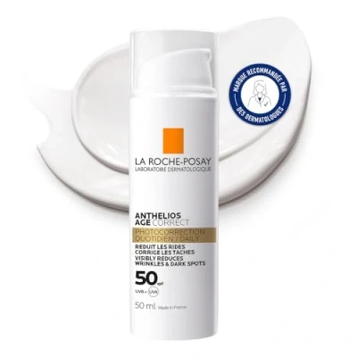 Obrázek La Roche Posay Anthelios Age Correct, hydratační krém proti stárnutí S LSF50 pro zralou, citlivou pokožku, Předchází pokožky podmíněné světlem, niacinamidem a