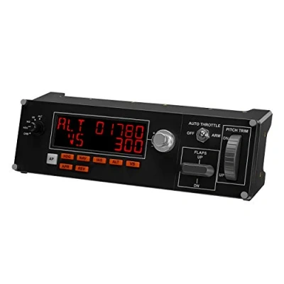 Obrázek Logitech G Multifunkční panel Saitek pro Flight simulátory letu, LCD displej, automatická regulace posuvu, zobrazení v reálném čase, vyhrazené ovládací prvky, USB přípojka, PC černý