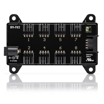 Obrázek Noctua NV FH2, 8kanálový rozbočovač ventilátoru pro 5 V, 12 V a 24 ventilátor, celkový výkon až 60 W s volitelným dutým konektorem 5,5 mm síťový zdroj, magnetické nebo šroubovací upevnění (černý)