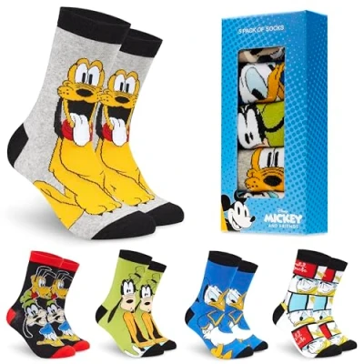 Obrázek DISNEY ponožky pánské, veselé balení 5 ks pestré pánské sada Mickey Mouse Baby Yoda Mandalorian Boba Fett, Vícebarevné Goofy