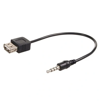 Obrázek Maclean MCTV 693 Kabel JACK 3,5 mm OTG (On The Go) adaptér USB HOST High Speed Auto AUX zdířka černá Female kabelový audio