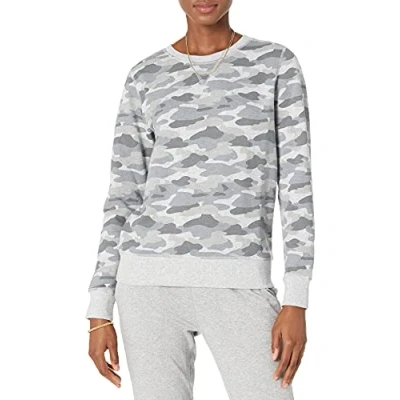 Obrázek Amazon Essentials Dámská mikina z materiálu French Terry s kulatým výstřihem (k dostání v nadměrné velikosti), světle šedá maskovací vzor, M