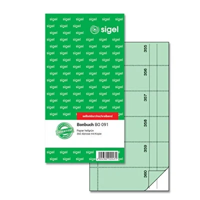 Obrázek SIGEL BO091 blok na bonbony, 360 odtrhávacích zelených, 10,5 x 20 cm, 2 60 listů, propisující, z udržitelného papíru