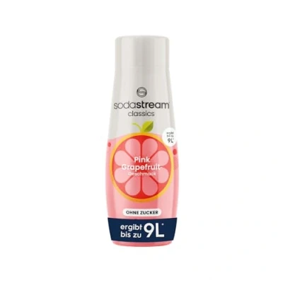 Obrázek SodaStream sirup růžový grapefruit bez cukru, 1x láhev poskytuje 9 litrů hotového nápoje, připravený během několika sekund a vždy čerstvý, 440 ml