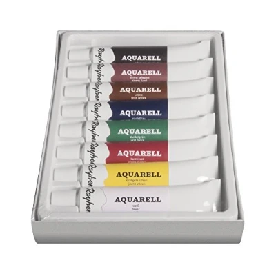 Obrázek Rayher Sada akvarelových barev 38914000, 8 barev, každá tuba 12 ml (sada 96 ml), ideální pro papír, lepenku, plátno, malkarton, začátečníky a profesionály