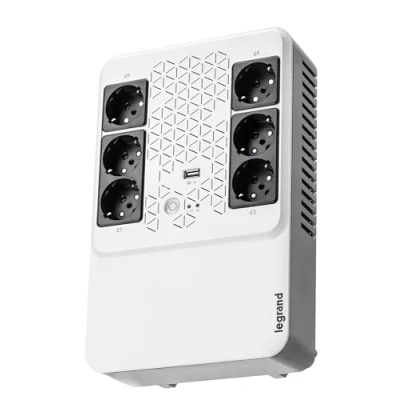 Obrázek LEGRAND, nepřerušované napájení (systém UPS), Keor Multiplug s 800VA/480W, 6 výstupů po 230 V (zásuvky Schuko) &amp; USB nabíječka, Line Interactive, Interní AVR, autom. Restart, 310082