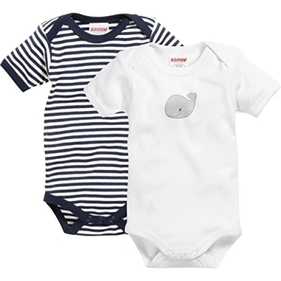 Obrázek Playshoes Unisex dětské malé děti Multipack Baby body, námořnická modrá 1/4 rukáv balení po 2 kusech velryba
