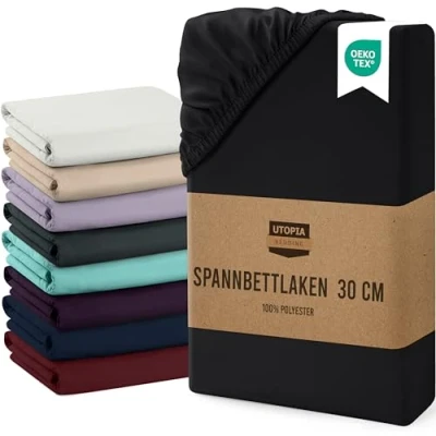 Obrázek Utopia Bedding napínací prostěradlo 200 x cm až 30 černé kartáčované z mikrovlákna Oeko Tex Standard 100