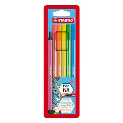 Obrázek Premium fixační pero STABILO Pen 68 6 ks neonových barev