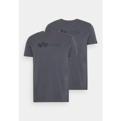Obrázek Alpha Industries Label 2 PACK Triko s potiskem, Muži, Velikost: Large, Greyblack/black
