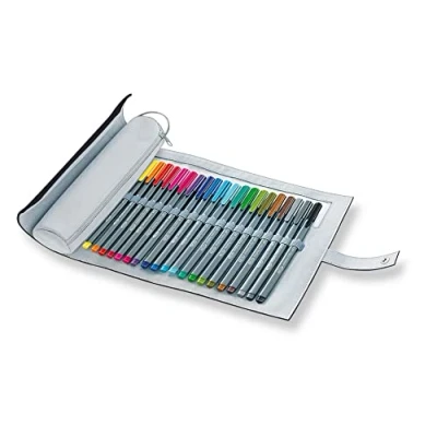 Obrázek STAEDTLER 334 PC20 9 Fineliner Triplus (trojhranný, černý penál s 20 brilantními barvami, Made in Germany, super jemný, kovový hrot, šířka linky cca 0,3 mm)