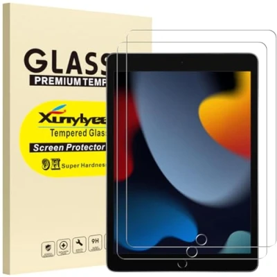 Obrázek XunyLyee 2 kusy, pancéřové ochranné sklo pro iPad 9. / 8. 7. generace 10,2 palců ochrana displeje ochranná fólie