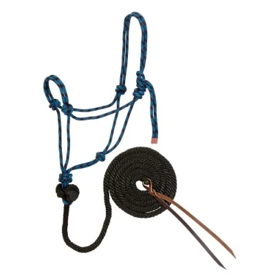 Obrázek Weaver Leather Diamond Braid Rope ohlávka a vodítko, černá/Hurricane Blue