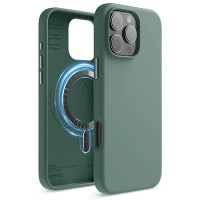Obrázek elago Magnetické silikonové pouzdro kompatibilní s iPhone 16 Pro Max 6,9 palce, veškerým příslušenstvím MagSafe zabudované magnety, silikon Soft Grip, nárazuvzdorné (noční
