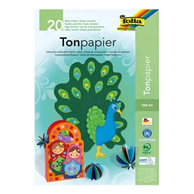 Obrázek folia 600 blok s hliněným papírem, 130 g/m², DIN A4, 20 listů, tříděné v 10 barvách, ideální základ pro rozmanité kutilské práce, jako jsou obrázky do okna, scrapbooking, tvoření karet