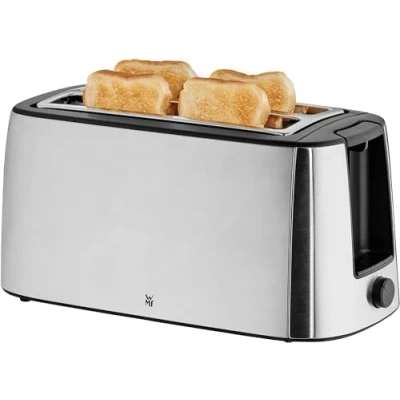Obrázek WMF Bueno Pro toustovač dlouhý otvor 4 plátky s nástavcem na housky, XXL toast, funkce křupání, 6 stupňů opečení, 1550 W, z ušlechtilé oceli matný