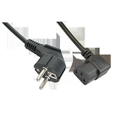 Obrázek LINDY 30345 Stromkabel, Schuko Stecker gewinkelt auf Kaltgerätestecker IEC C13 gewinkelt, 320, Netzkabel für PCs, Monitore, Drucker, maximale Spannung 250V (10A), Farbe schwarz, 2m