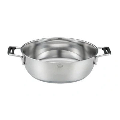 Obrázek RÖSLE servírovací pánev SILENCE pro Ø 28 cm, vysoce kvalitní z ušlechtilé oceli s izolovanými rukojeťmi bezpečné a pohodlné servírování, ušlechtilá ocel 18/10, stříbrná