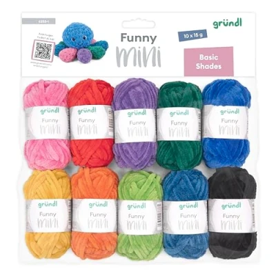 Obrázek Gründl 6253 1 Funny mini Shades žinylková klubko, polyester, barevná, háčkovací sada 10 x 15 g, 150 gramů
