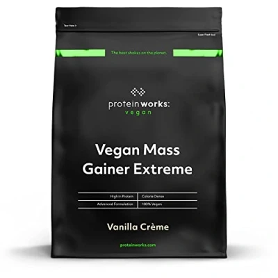 Obrázek Protein Works Vegan Mass gainer Extreme jahodový krém bohatý na kalorie a proteiny hmotnost s vysokým obsahem sacharidů 2 kg