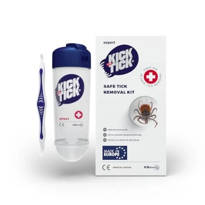 Obrázek Novokill Kick The Tick Sprej na odstranění klíšťat a profesionální kleště klíšťata v sadě více než 40 použití Bezbolestné i u dětí prostředek proti klíšťatům pro psy lidi