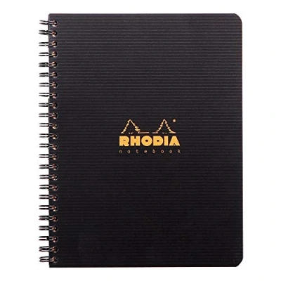 Obrázek Rhodia 119910C zápisník (s dvojitou spirálovou vazbou, DIN A5, 14,8 x 21 cm, čtverečkovaný, 90 g, 80 listů) 1 kus černý