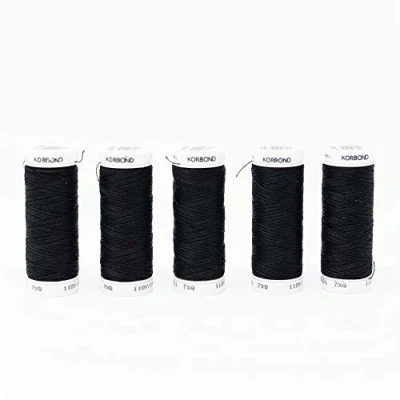 Obrázek Korbond schwarzer 500 m Polyester Garn, 5 x 100 Rollen, Handnäh und Nähmaschinen, kein Schrumpfen, ideal zum Flicken, Schneidern, Quilten, Basteln, Reparaturen Verschönern, 500m