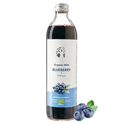Obrázek LOOV Bio borůvková šťáva, 500 ml, ze severských lesů, vysoký obsah antioxidantů, 100% přímo lisované borůvky, ne z koncentrátu, bez přidaného vody a cukru