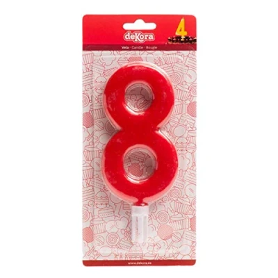 Obrázek Dekora Geburtstag Party Deko Kerze XXL Rot Nummer 8