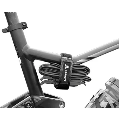 Obrázek Granite Rockband MTB Rahmen Trägergurt für Schläuche und Fahrradwerkzeug Set, Fahrrad Aufbewahrungslösung zum Anbringen von zusätzlicher Ausrüstung an Ihrem Mountainbike BMX Bike (Schwarz)