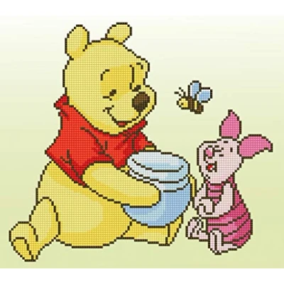 Obrázek Vervaco PN 0175277 Disney Winnie&amp;Ferkelchen Diamanten Malerei, Acrylic, mehrfarbig, ca. 36 x 32 cm