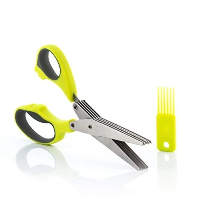 Obrázek InnovaGoods 5 in 1 Kräuterschere, Mehrzweck Edelstahl Schere, Einfache Reinigung, Ergonomisch und Kompakt, Grau,