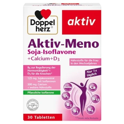 Obrázek Doppelherz Aktivní meno pro ženy během menopauzy s rostlinnými sójovými isoflavony, vápníkem a vitamínem D3 30 tablet